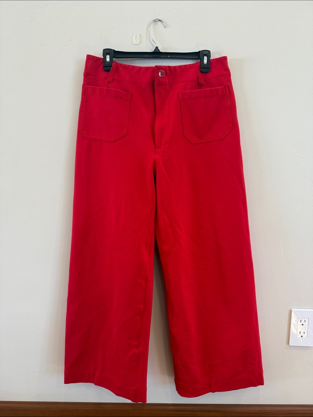 Maeve The Colette High-Rise Ponte Crop Wide-Leg Pants in Red size 32T